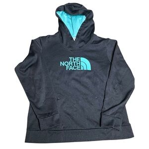 The North Face Black Hoodie with Blue Logo Womens size XL